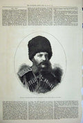 Old Antique Print 1877 War Grand Duke Michael Commander Russian Army Asia 19th