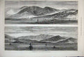 Original Old Antique Print 1877 Panoramic View Batcum Mountains Boats Fine Art