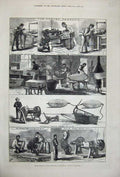 Old Antique Print 1877 Manufacture Weapons War Arsenal Woolwich Torpedo 19th