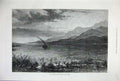 Old Antique Print 1877 Fine Art Danube Mountains Birds Pruth Steam Ship 19th