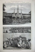 Old Antique Print 1877 Cleopatra'S Needle Alexandra Bay Biscay Sea Ship 19th
