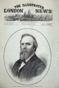 Old Antique Print 1877 Rutherford Hayes Republican Candidate America Man 19th