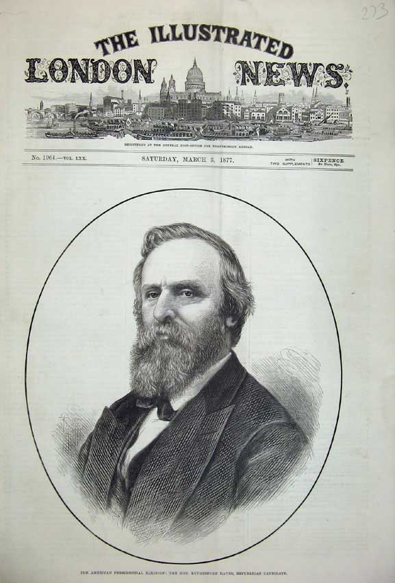Old Antique Print 1877 Rutherford Hayes Republican Candidate America Man 19th