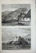 Old Antique Print 1877 Bosphorus Fortress Mahdjar Asiatic Poiraz Bournou 19th