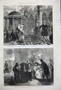 Old Antique Print 1877 Pigeons Mosque Bajazid Constantinople Carriage Art 19th