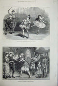 Old Antique Print 1877 Childrens Pantomime Adelphi Polytechnic Hyldemoer 19th