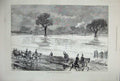 Old Antique Print 1877 River Floods Eton College Datchet Road Horse Coach 19th