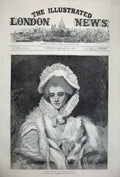 Original Old Antique Print 1877 Portrait Countess Spencer Woman Reyns Museum
