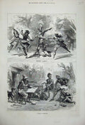Old Antique Print 1877 Christmas Pantomimes Covent Garden Drury Theatre 19th