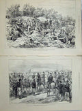 Original Old Antique Print War 1877 Russian Army Danube River Oltenitza Prince