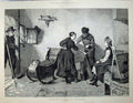 Original Old Antique Print Fine Art 1877 Grinding Ice Skating Friezland People