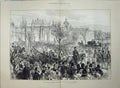 Old Antique Print 1877 Sultan Turkey Palace Mosque Army War Horse People 19th