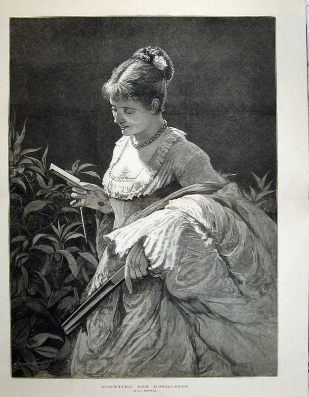 Original Old Antique Print Fine Art 1877 Portrait Beautiful Woman Book 19th