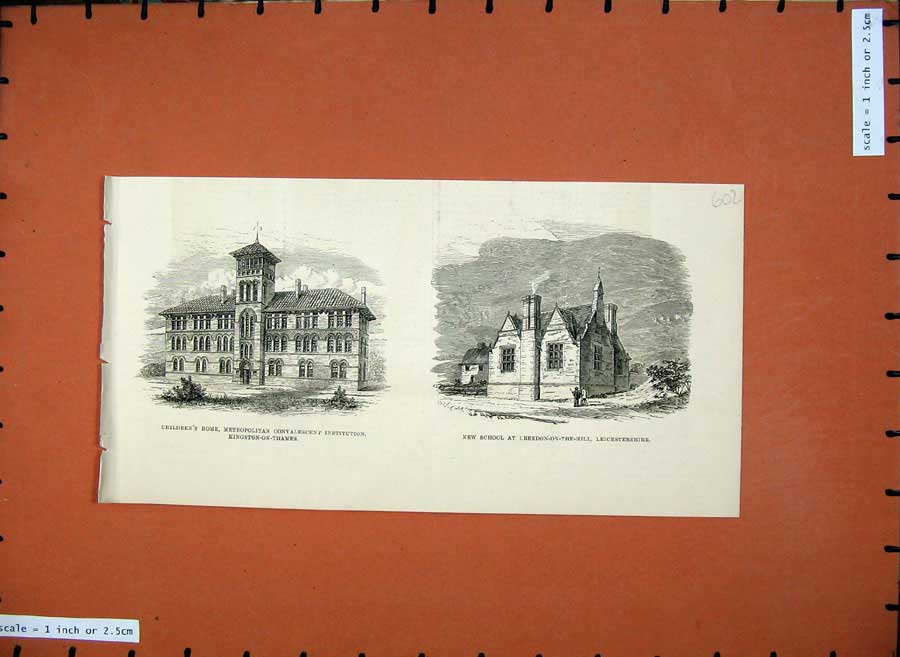 Old Antique Print Children'S Home Kingston-On-Thames 1877 School Breedon 19th