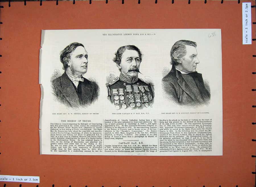 Old Antique Print Benson Bishop Truro 1877 Captain Day Johnson Bishop Art 19th