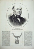 Old Antique Print 1877Portrait Grevy President French Chamber Mayor Chain 19th