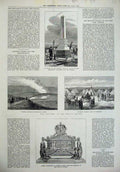 Old Antique Print 1877 Monument Thunderer War Turkish Attack Casket Camp 19th