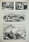 Original Old Antique Print 1877 War Famine India Hospital Kars Jahnilar Kemball