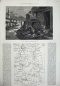 Old Antique Print 1877 War Massacres Bayazid Asia Map Shipka Pass Balkans 19th
