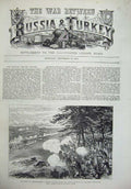 Original Old Antique Print 1877 Battle Karahassankoi Turkish Infantry Graveyard
