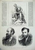 Original Old Antique Print 1877 Royal Academy Burgess Morris Statue Lord Byron