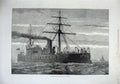 Old Antique Print 1877 Turkish Ironclad Ship Payki Shereef Sea Fine Art 19th
