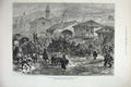 Original Old Antique Print War 1877 Rain Flooding Street Sistova Horse Coach
