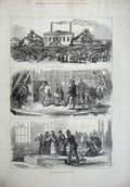 Old Antique Print 1877 Colliery Explosion Wigan Coffing Dead People Art 19th