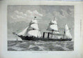 Original Old Antique Print 1877 Ship Despatch Vessel H.M.S Iris Built Steel