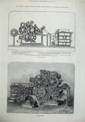 Original Old Antique Print 1877 Ingram Patent Rotary Machine Ing Newspapers