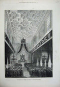 Original Old Antique Print 1877 Funeral Thiers Ceremony Notre Dame Lorette Art