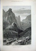 Original Old Antique Print 1877 War Asia Zigana Erzeroum Mountains Army Horses