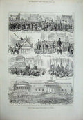 Original Old Antique Print 1877 Opening Wlaker Fine-Art Gallery Liverpool Derby