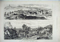 Original Old Antique Print War 1877 Ruins Nicopolis City Danube Bombardment Art