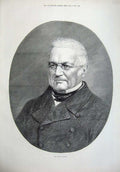 Old Antique Print 1877 Fine Art Portrait Late M. Thiers French Historian 19th