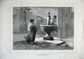 Original Old Antique Print 1877 Children Playing Water Fountain Fine Art Topham