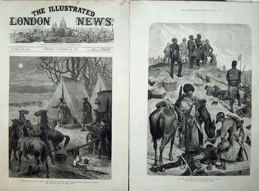 Old Antique Print War 1877 Camp Assault Redoubt Plevna Wolves Fine Art 19th