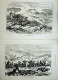 Old Antique Print War 1877 Battle Gorny Dubnik Trenches Plevna Horse Men 19th