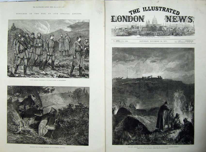 Old Antique Print War 1877 Russian Deserter Plevna Bivouac Guns Army Art 19th