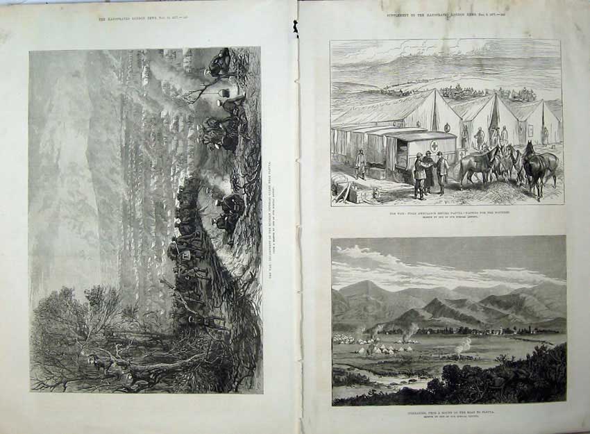 Old Antique Print War 1877 Camp Russian Imperial Guard Ambulance Plevna 19th