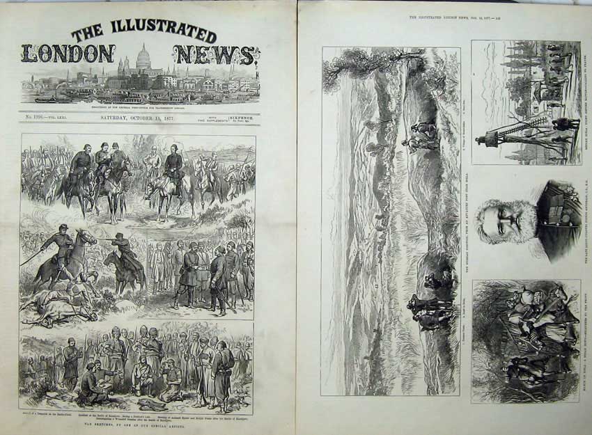 Antique Old Print War 1877 Battle-Field Army Colonel Anderson Biela Tents 19th