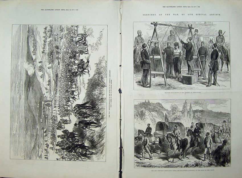 Antique Old Print War 1877 River Vid General Laskareff Bulgarians Surgeon 19th