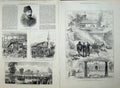 Old Antique Print Turkish Army 1877 Bath-House Pontoon Balkan Villages 19th