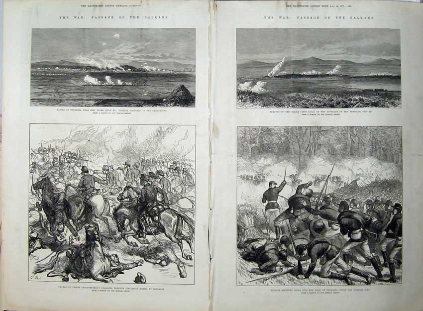 Antique Old Print War1877 Balkans Prince Leuchtenberg Yeni Sagra Dzuranli 19th