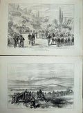 Original Old Antique Print War Watering Horses Shumla 1877 Army Mustapha Pasha