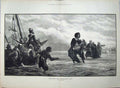 Old Antique Print 1877 Fine Art Fugitives Ship Rescue Sailing Staniland 19th