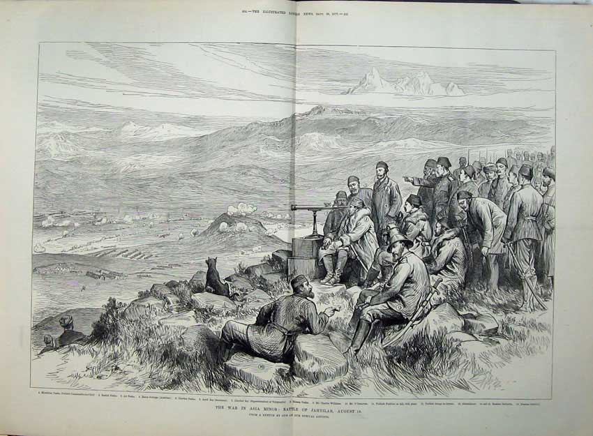 Old Antique Print 1877 War Asia Minor Battle Jahnilar Pasha Chevket Army 19th