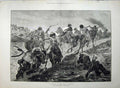 Old Antique Print 1877 War Skirmish Road Plevna Men Shooting Horses Art 19th