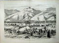 Antique Old Print War 1877 Shipka Pass Turkish Camp Church Cows Carts Art 19th