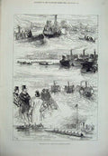 Original Old Antique Print 1878 Oxford Cambridge Boat Race Sport River 19th